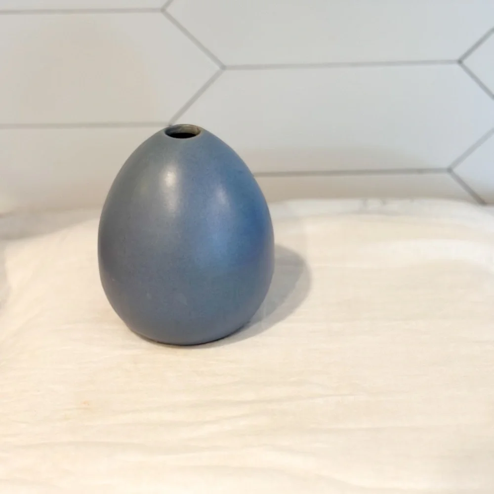 West Elm Slate Blue Ceramic Egg Vase